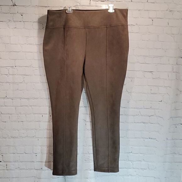 Andrew Marc plus size suede feel leggings front seam - Picture 1 of 8